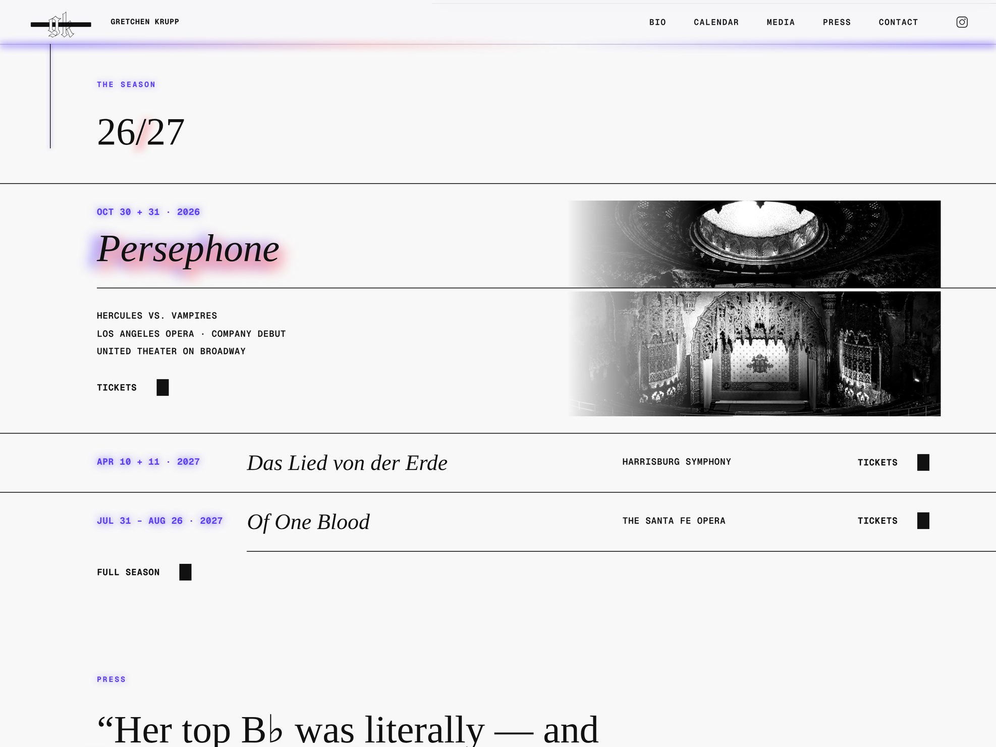 gretchenkrupp.com, Home · the season