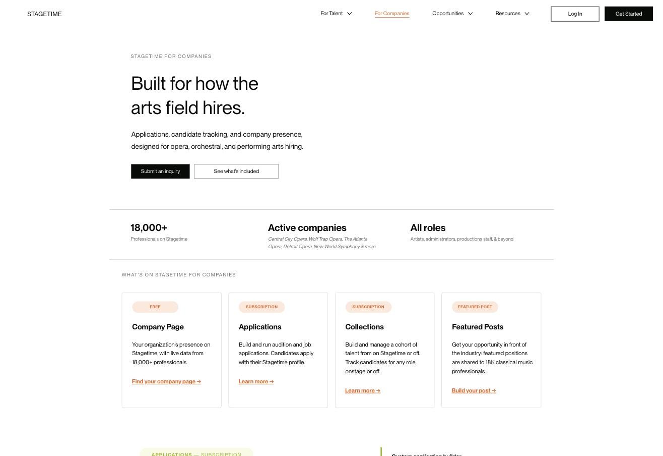 stagetime.com, For Companies